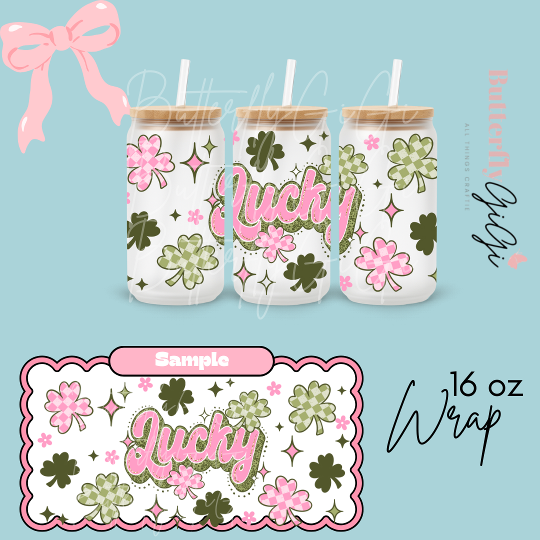 Lucky pink green 16oz UVDTF Wrap
