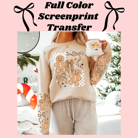 DTF Transfer Gingerbread Bows with Sleeves