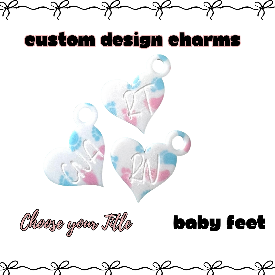 .Charm Acrylic Custom Heart Baby Feet