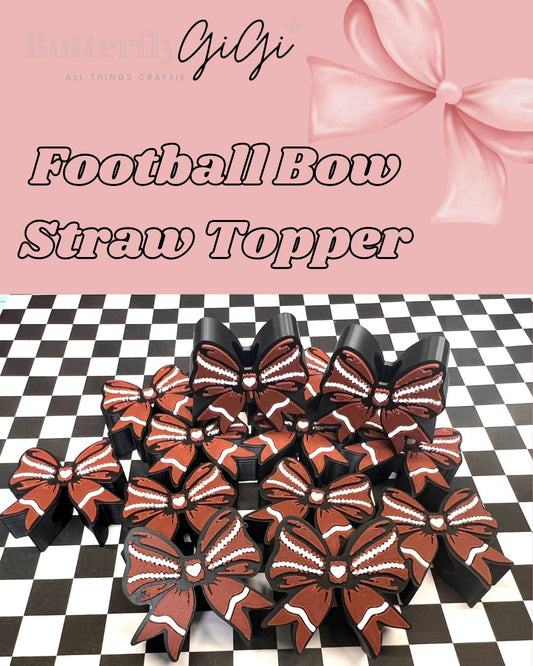 Football Bow Straw Topper 3D Printed