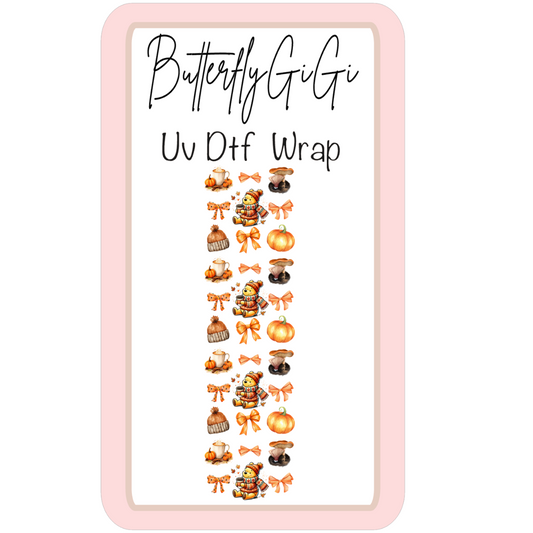 Wrap Fall Bear Coquette UV Dtf