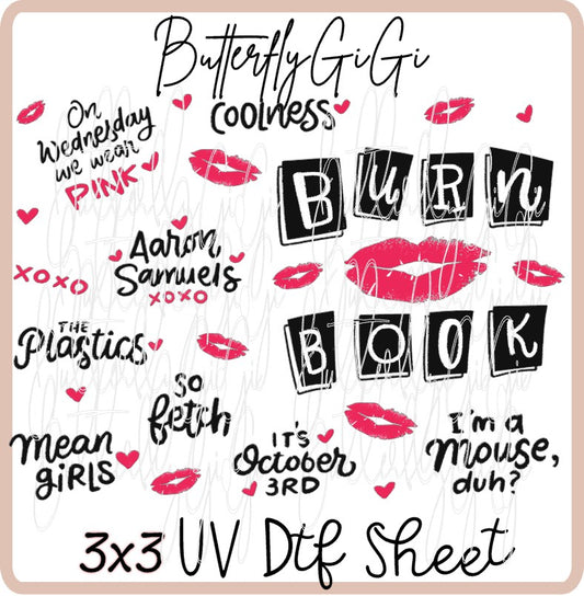 3x3 Burn Book UV Dtf SHEET