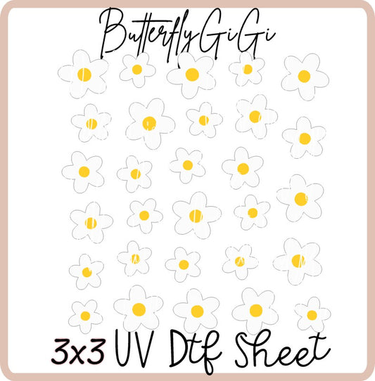 3x3 Daisy UV Dtf SHEET