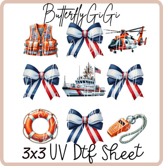 3x3 Coast Guard UV Dtf SHEET