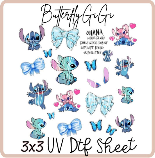 3x3 Blue Alien UV Dtf SHEET
