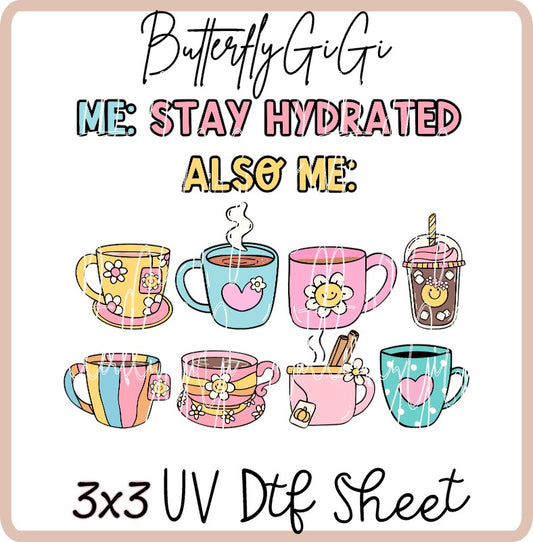 3x3 Stay Hydrated UV Dtf SHEET