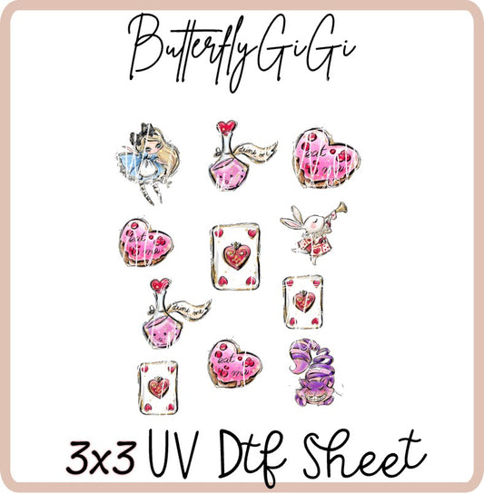 3x3 Alice Wonder Uv Dtf SHEET