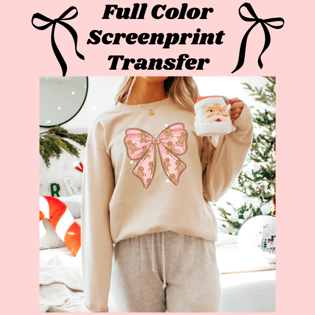 DTF Transfer Gingerbread Bow