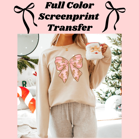 DTF Transfer Gingerbread Bow