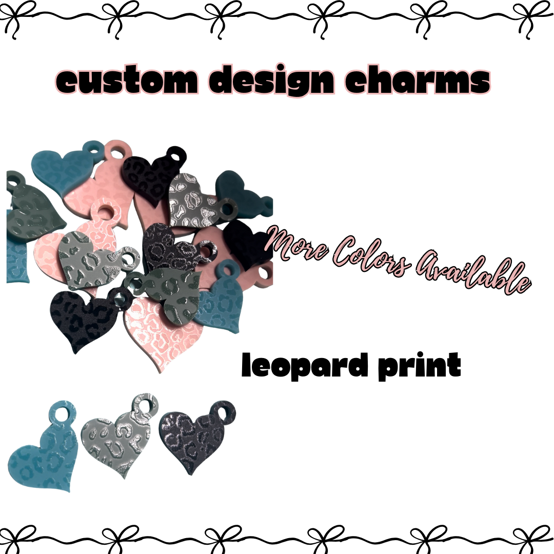 .Charm Acrylic Custom Heart Leopard Print