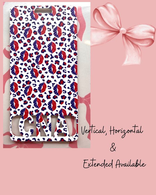 .BB Print Patriotic Lips  Badge Buddy