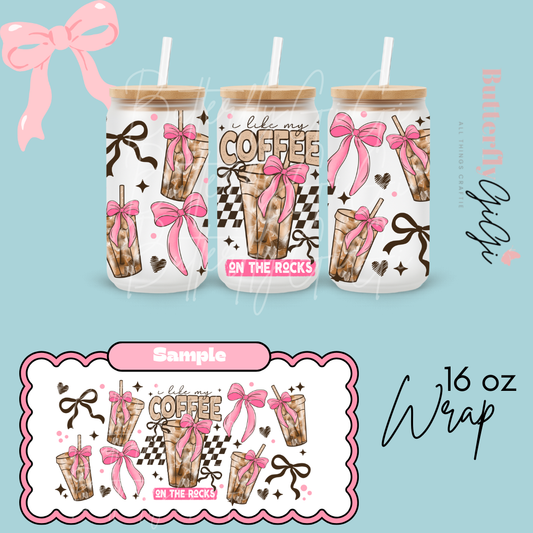 Iced Coffee on the Rocks 16oz UVDTF Wrap