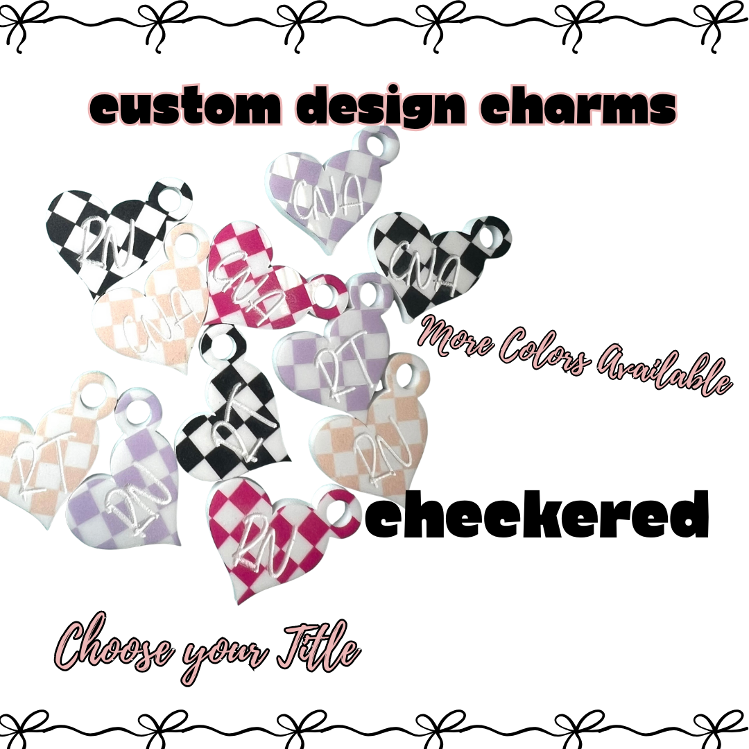 .Charm Acrylic Custom Heart Checkered
