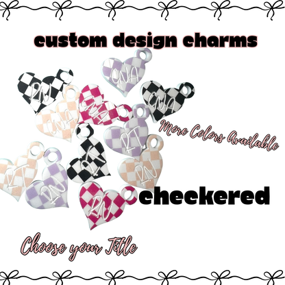 .Charm Acrylic Custom Heart Checkered