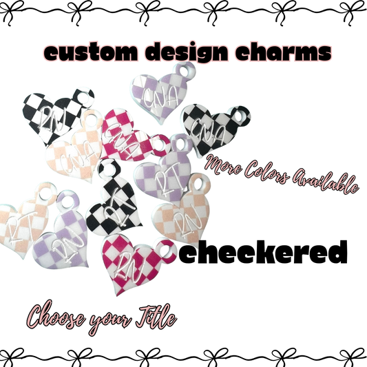 .Charm Acrylic Custom Heart Checkered