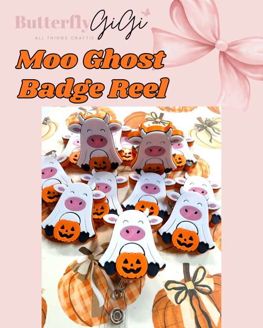 Moo Ghost  Badge Reel Attachment 3D Printed