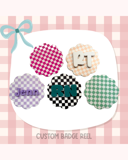 Checkered Badge Reel Acrylic Design