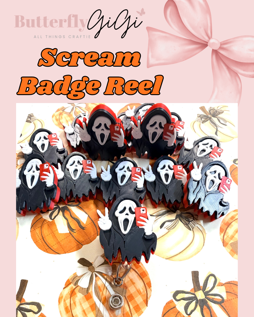 Scream Badge Reel Attachment 3D Printed