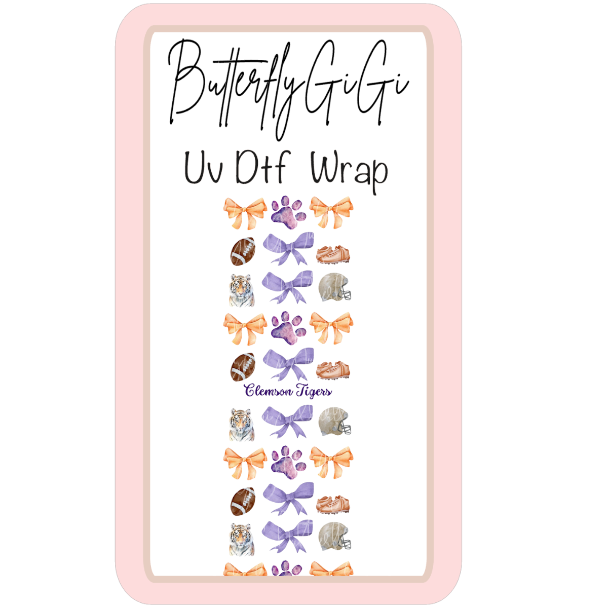 Wrap Clemson Tigers UV Dtf