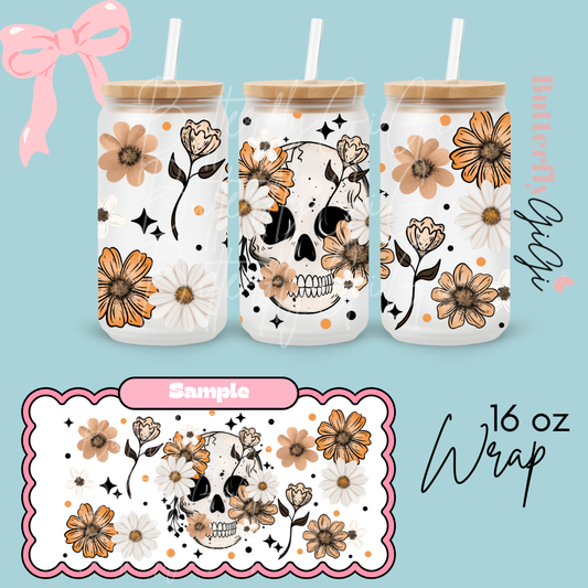 Skeleton Floral 16oz UVDTF Wrap