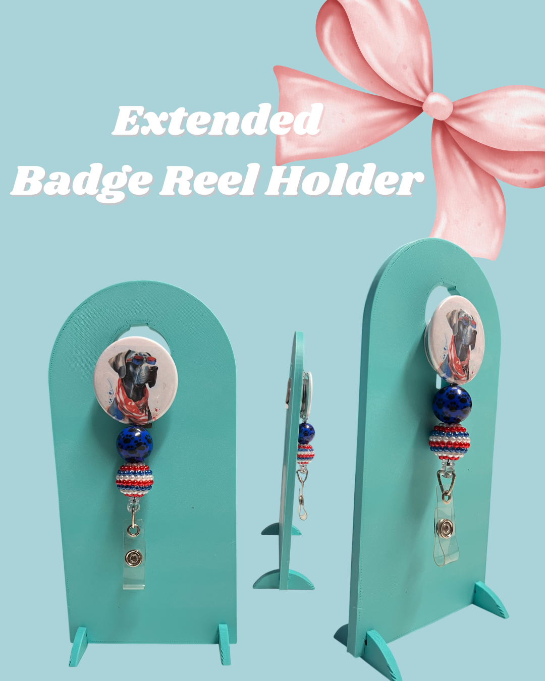 EXTENDED Badge Reel Holder DISPLAY 3D Printed