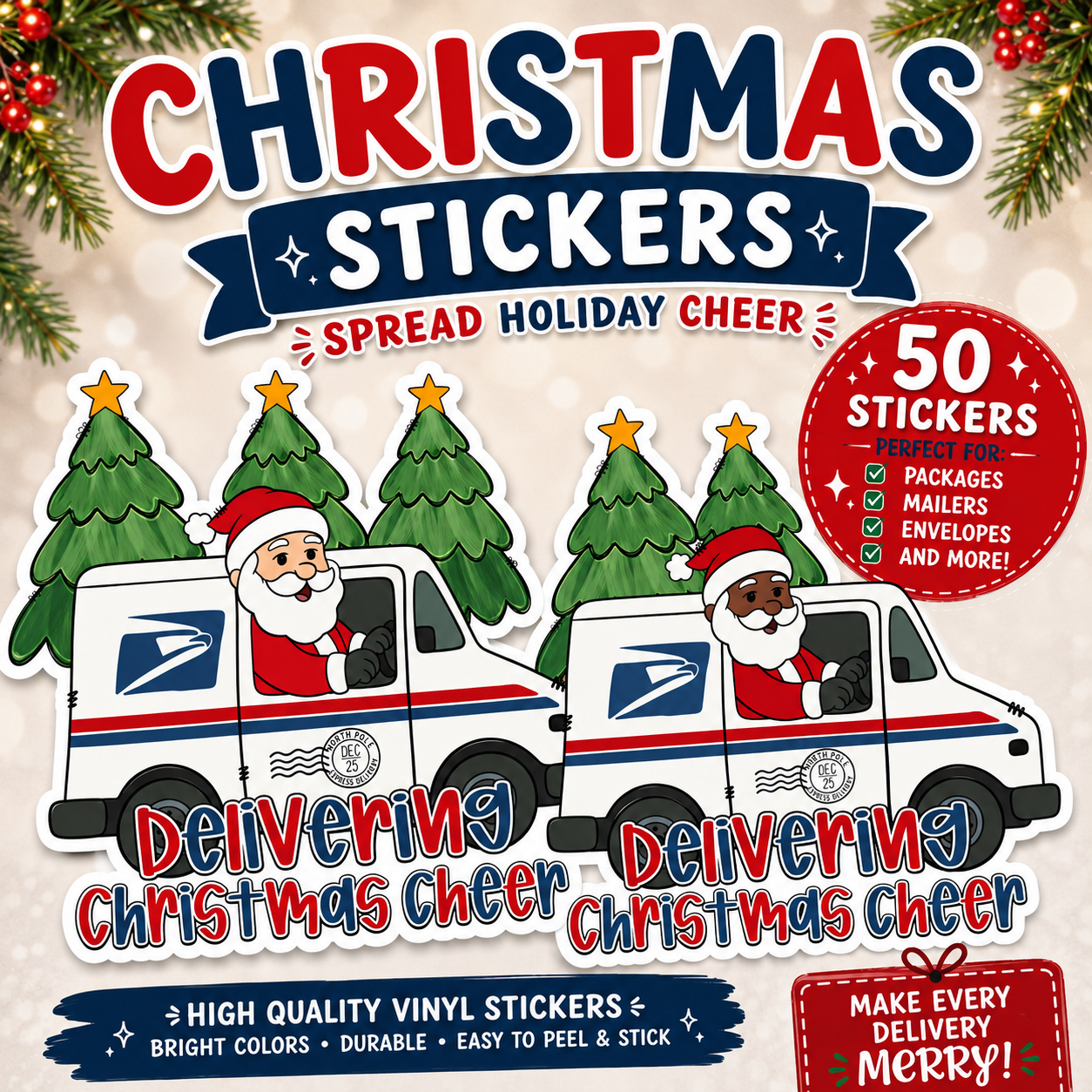 Christmas Postal Service Stickers