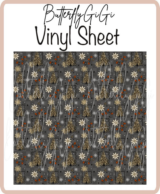 Cheetah Xmas Tree Vinyl Sheet