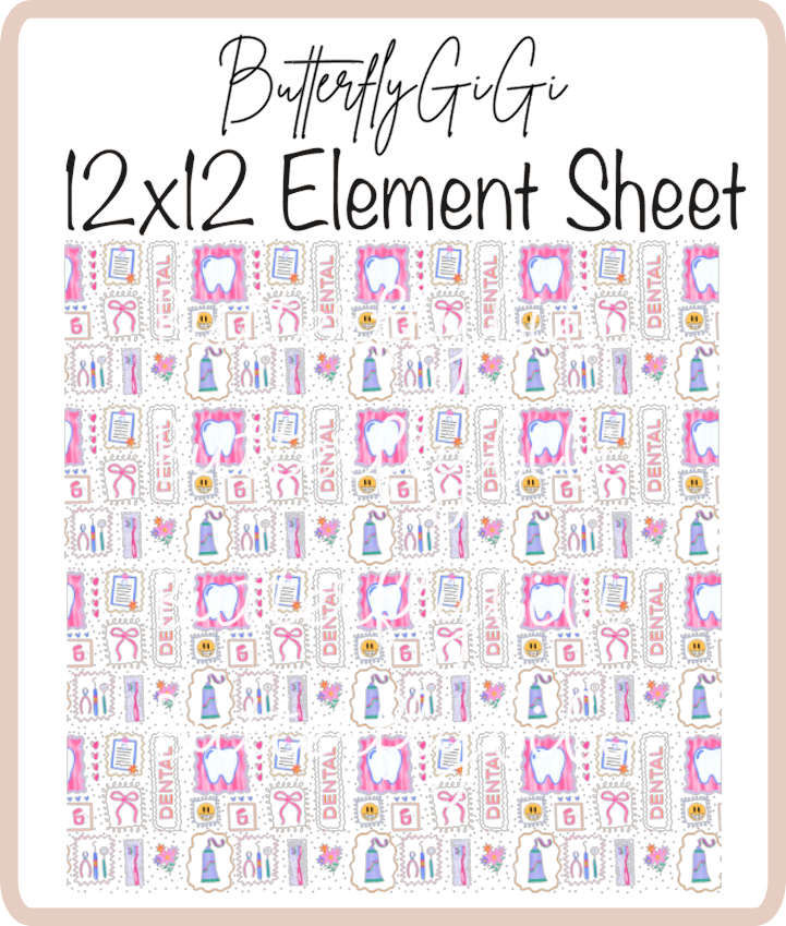 Dental Frame 12x12 UVDTF Element Sheet