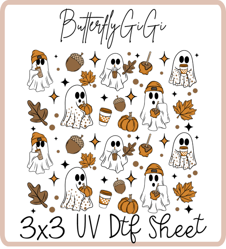 Fall Ghosts 3x3 UVDtf Sheet