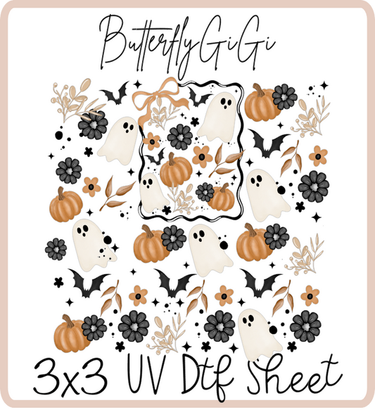 Fall Ghosts Bows 3x3 UVDtf Sheet