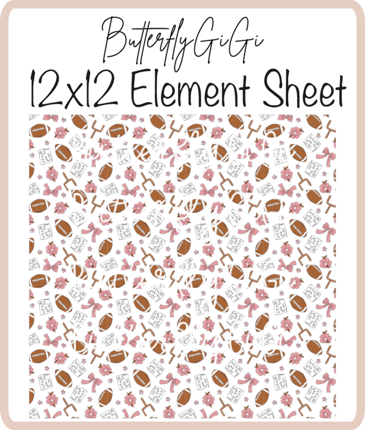 Football Pink 12x12 UVDTF Element Sheet