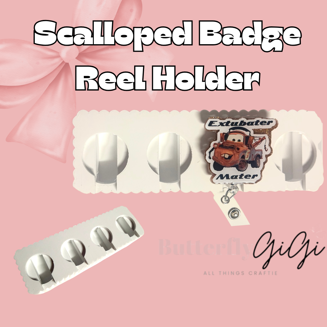 Scalloped Badge Reel Holder 3D Printed