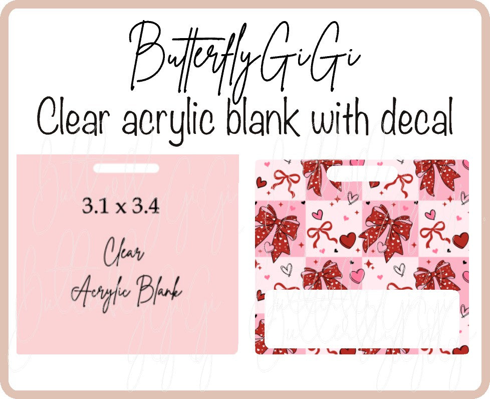 Heart Bow Badge Buddy Acrylic Blank & Decal