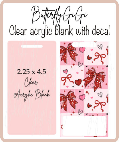 Heart Bow Badge Buddy Acrylic Blank & Decal