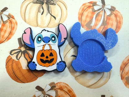 Blue Alien Halloween Badge Reel Attachment 3D Printed