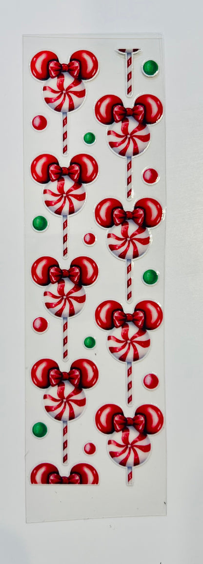 Wrap Christmas Peppermint Ears Stick UV Dtf
