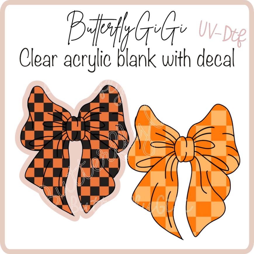 Orange checkered Bows  UvDtf
