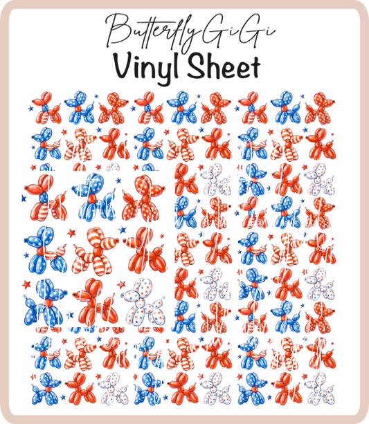 Patriotic Balloon Dog Vinyl Sheet