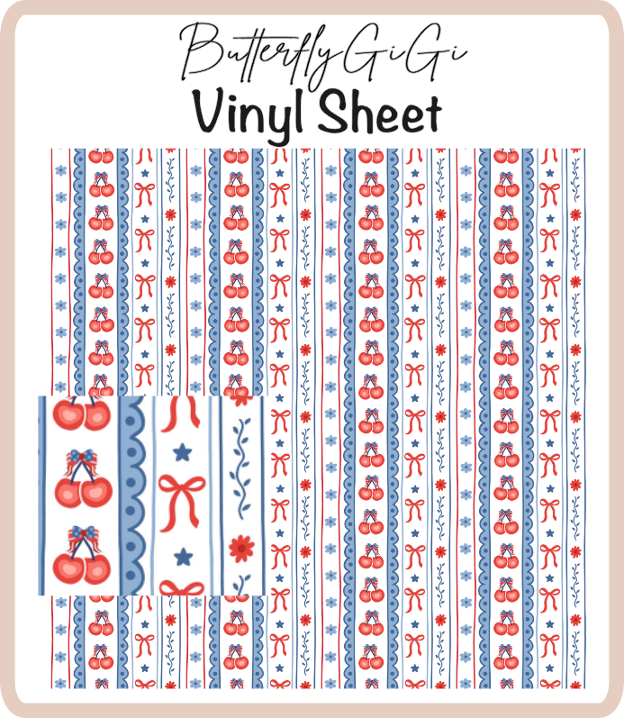 Patriotic Cherries Vinyl Sheet