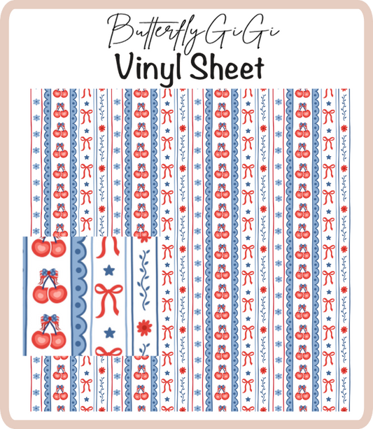 Patriotic Cherries Vinyl Sheet