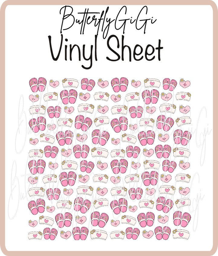 Vinyl Pink Shoe Nurse Sheet