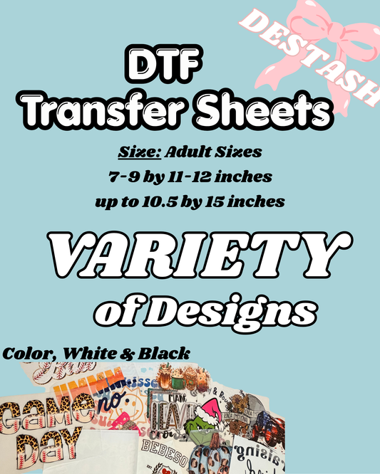 DTF Transfer Sheets  DESTASH 20/$15