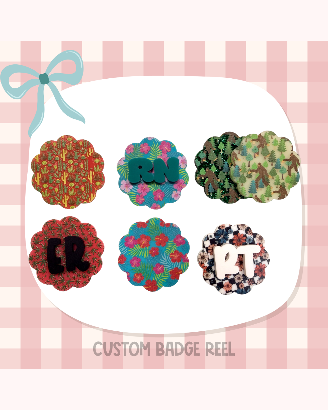 Various Plants Badge Reel Custom Acrylic Design