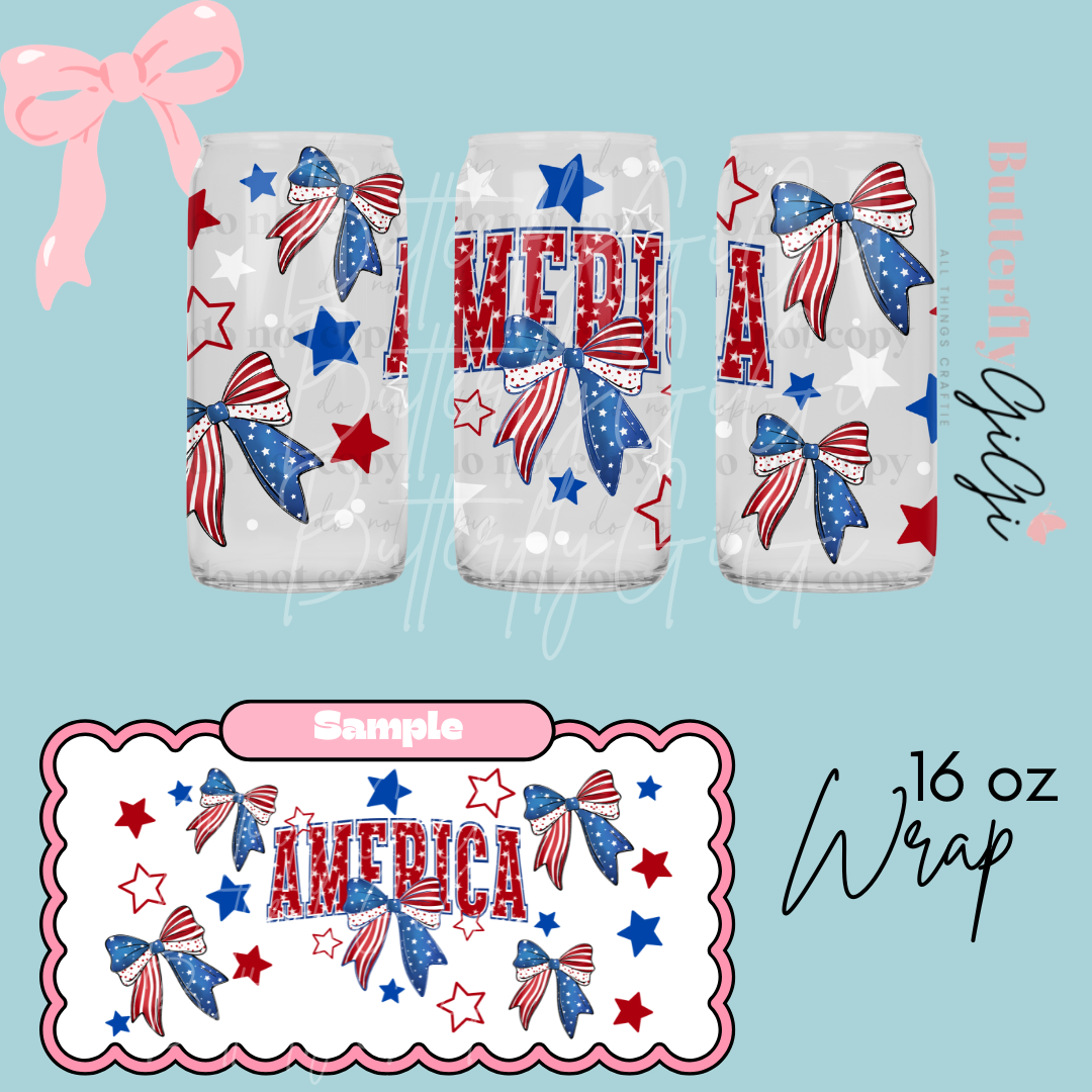 America Bows 16oz UVDTF Wrap