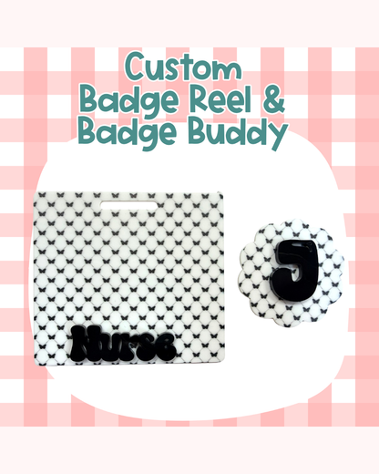 Butterfly Black White Badge Reel Badge Buddy Custom Acrylic Design
