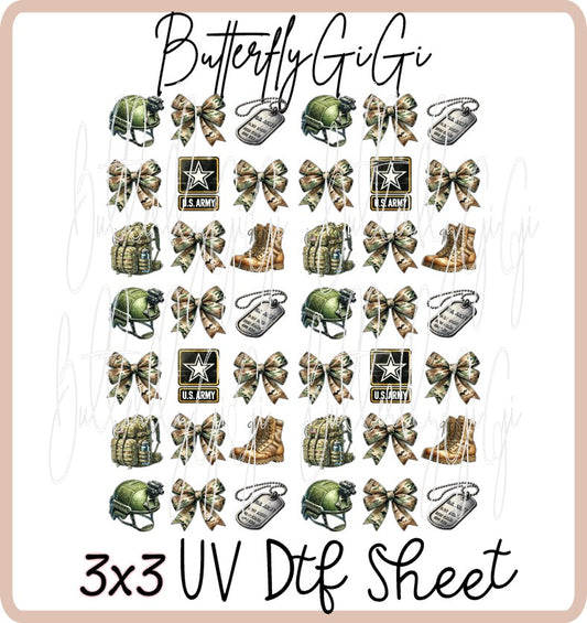 3x3 Army Uv Dtf SHEET