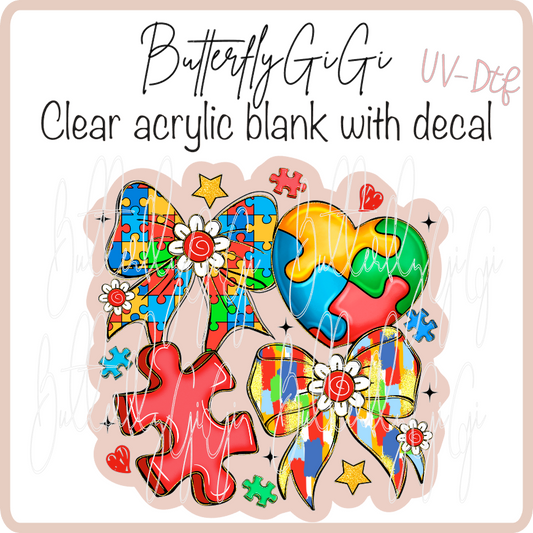 Autism Collage Bow UvDTF