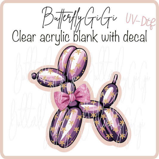 Balloon dog purple star UvDTF