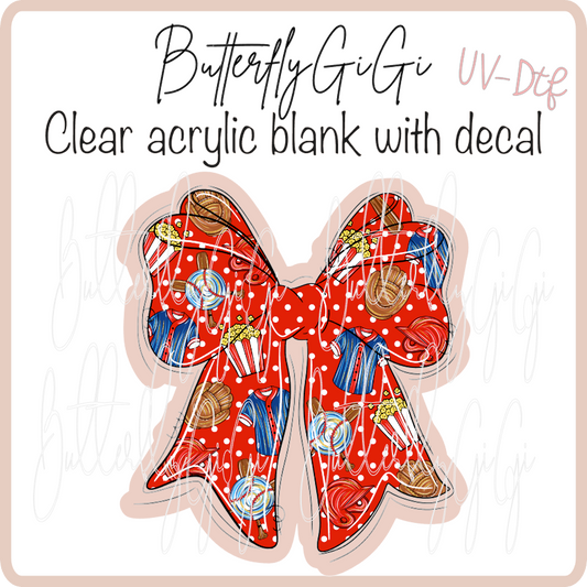 Baseball Fun Bow UvDTF