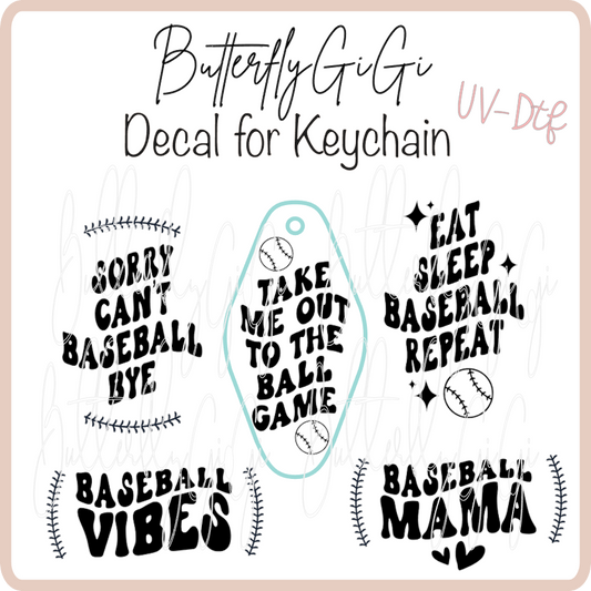 Baseball Hotel Keychain Decals UvDTF